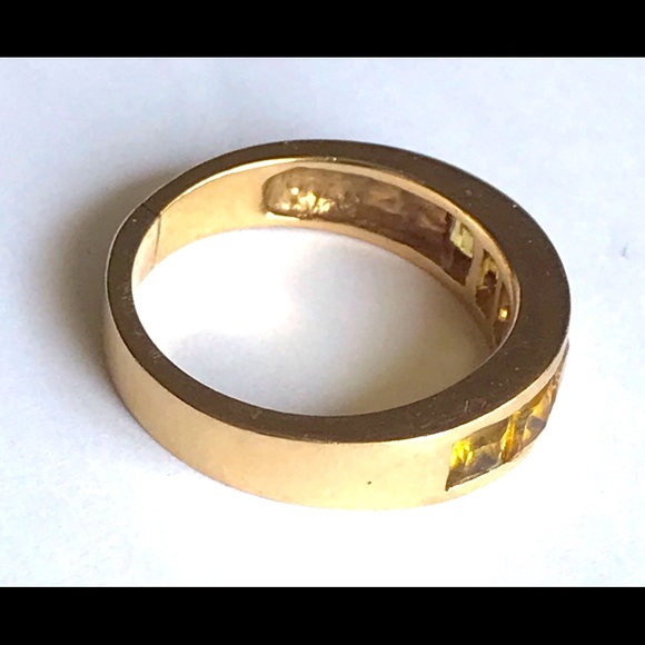 18k YELLOW GOLD & YELLOW SAPPHIRE BAND RING W APPRAISAL. Sz 7.5 - Picture 7 of 14